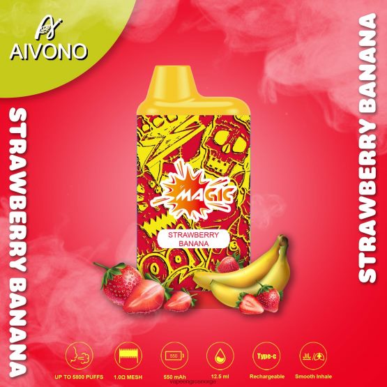 Engangs Vape Bergen - Aivono AIM MAGIC 5800 munnboks sigarett jordbær banan ZP624693