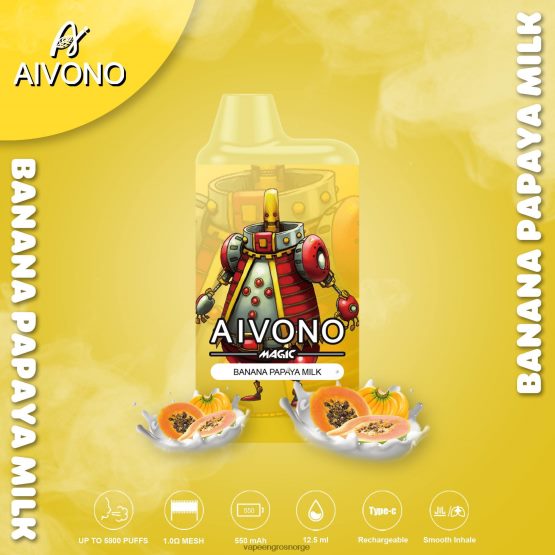 Vape Engangsbruk - Aivono AIM MAGIC 5800 munnboks sigarett banan papaya melk ZP624694