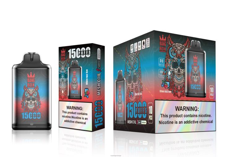 Vape Engros Norge - Bang Box s1-15000 drag blå razz is 60X4L108
