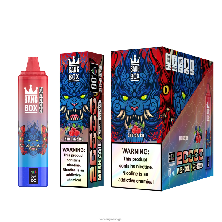 Vape Pen Norge - Bang Box 20 000 blå razz is 60X4L59