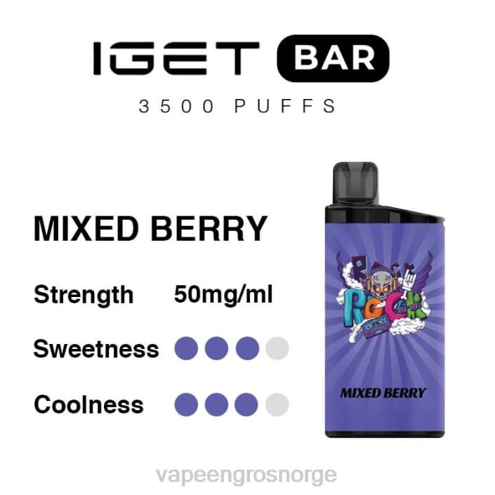 vape med nikotin Norge | 626N94 blandet bær IGET BAR 3500 5% nikotin