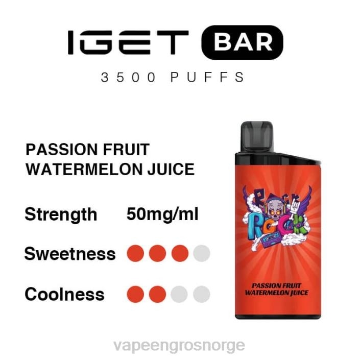 vape pen Norge | 626N97 pasjonsfrukt vannmelon juice IGET BAR 3500 5% nikotin