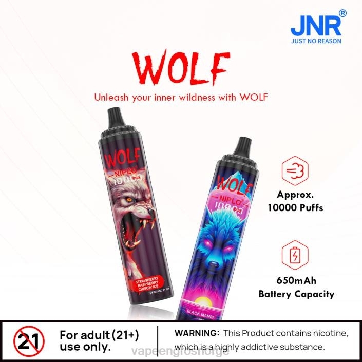 vape wholesale Norge | 626N101 bringebær vannmelon JNR WOLF NIPLO
