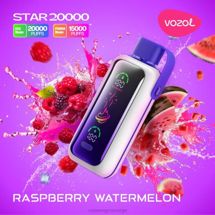 Vape Med Nikotin Norge - bringebær vannmelon VOZOL STAR 20 000 NX8419