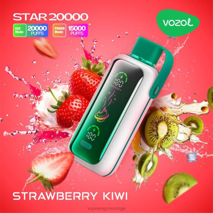Vape Med Nikotin Trondheim - jordbær kiwi VOZOL STAR 20 000 NX8420