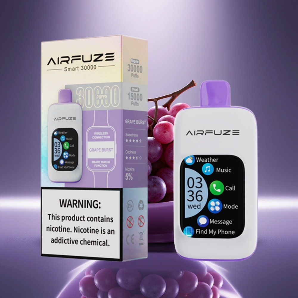 AirFuze Smart 30000 Puffs Engangs Pod Drueeksplosjon Skjerm 2.01\" TFT Type-C Ladning 900mAh