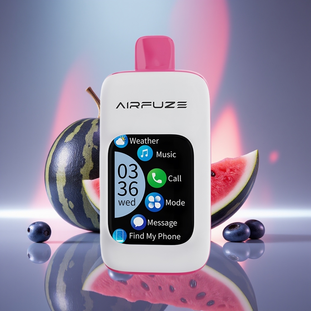 AirFuze Smart 30000 Puffs Engangs Vape Blåbær Vannmelon med 2.01" TFT-touchskjerm, 900mAh batteri, Type-C lading